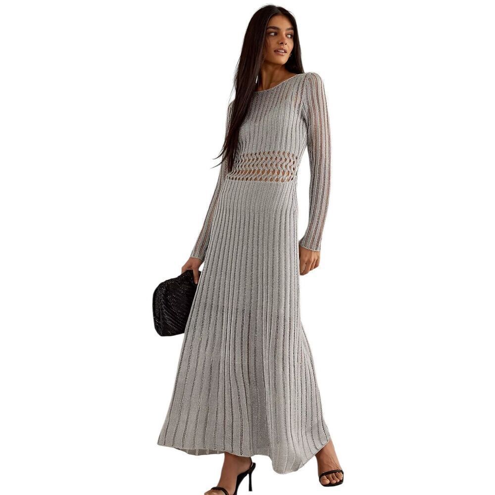 Significant Other Adley Long-Sleeve Open-Knit Maxi Dress NWT Size 10